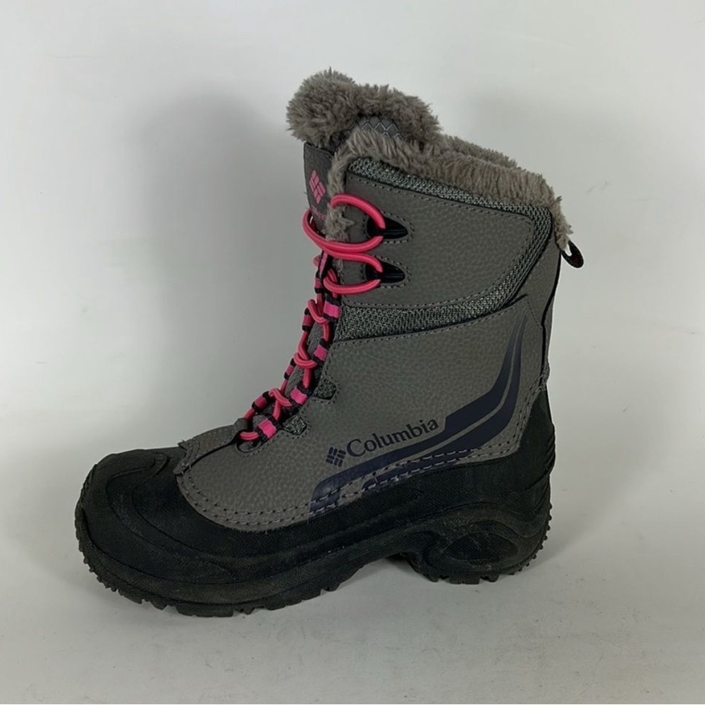Columbia grey pink insulated waterproof winter snow boots us kids girls size 2 - Picture 5 of 8